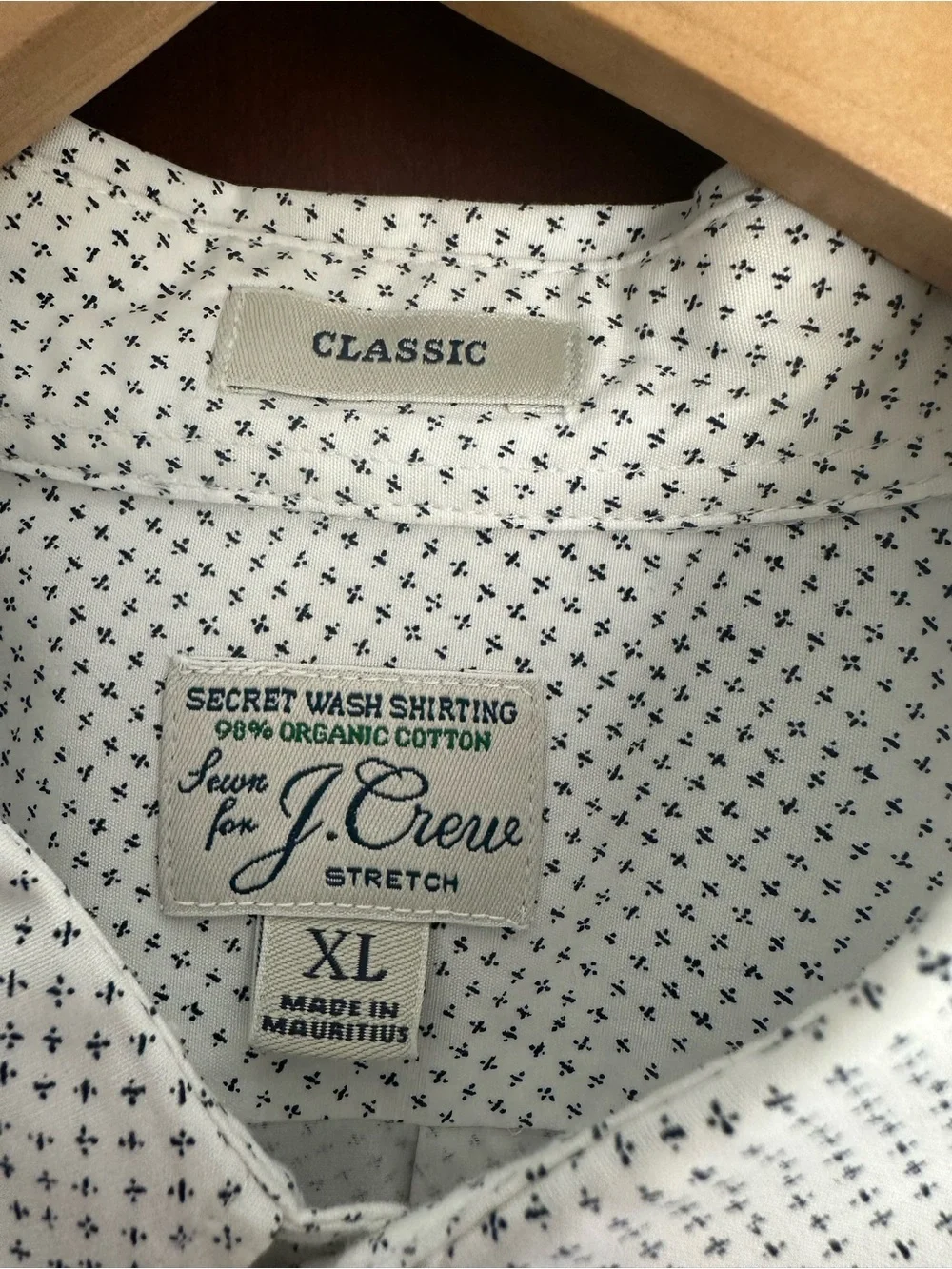 J. Crew White Button-Up Shirt with Microdot Pattern